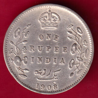 British India Edward VII 1906 One Rupee Silver Coin- FA2379