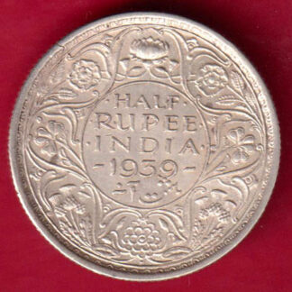 British India 1939 Bombay Mint George VI Half Rupee Silver Coin-FA3468