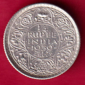 British India  George Bombay mint VI 1939 1/4 Rupee Silver Coin-FA3580