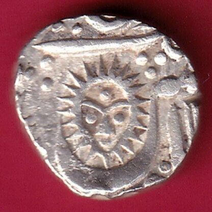 INDORE STATE SUN FACE INO SHAH ALAM II MALHAR RAO HALF RUPEE SILVER-FA3911