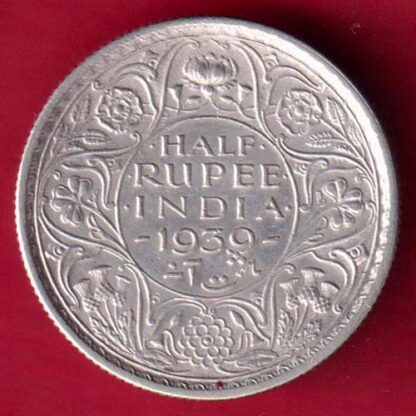 British India 1939 George Vi Half Rupee -FA4702
