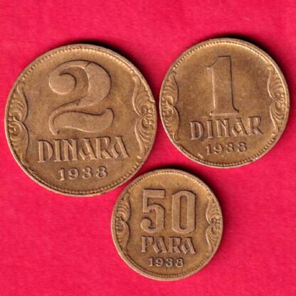 Yugoslavia 1938 THREE COIN SET -FA4710