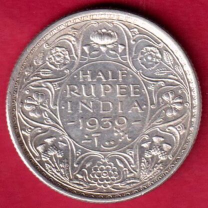 British India 1939 Bombay Mint George vi Half Rupee -FA5281