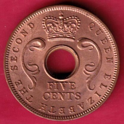 East Africa 1963 Unc Queen Elizabeth  The  Second Five Cents -FA5691 - Image 2