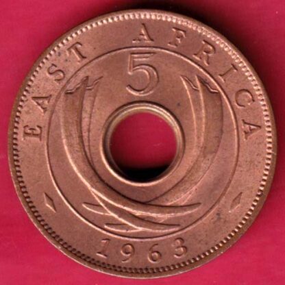 East Africa 1963 Unc Queen Elizabeth  The  Second Five Cents -FA5691