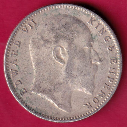 BRITISH INDIA 1908 EDWARD VII KING & EMPEROR ONE RUPEE  SILVER COIN  -FA5364 - Image 2