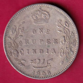 BRITISH INDIA 1908 EDWARD VII KING & EMPEROR ONE RUPEE  SILVER COIN  -FA5364