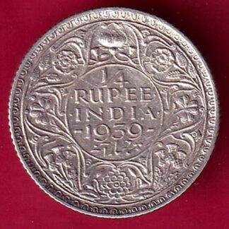 BRITISH INDIA 1939 GEORGE VI 1/4 RUPEEBOMBAY MINT  SILVER COIN -FA5377