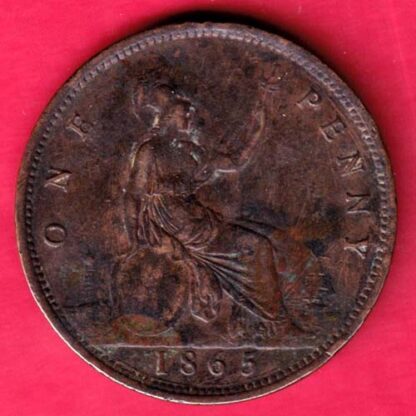 Viotoria D:C:  BRITT: Rec:F:D: 1865 One Penny - FA6030