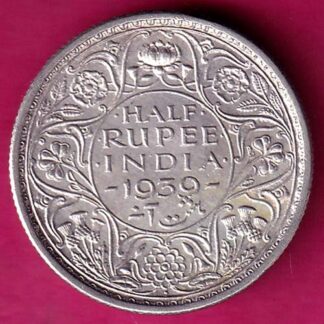 British India 1939 George VI Bombay Mint half Rupee Silver Coin :- FA6845