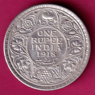 BRITISH INDIA 1918 BOMBAY MINT GEORGE V ONE RUPEE RARE :- FA7047