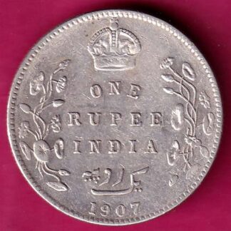 BRITISH INDIA 1907 EDWARD VII KING & EMPEROR ONE RUPEE :- FA7238