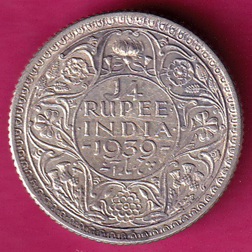 British India 1939 George Vi King Emperor 1 4 Rupee :- Fa7437 – Indian 