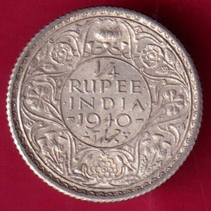 British India 1940 George vi King Emperor 1/4 Rupee  :- FA8834