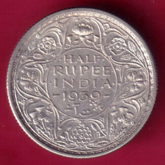 British India 1939 George Vi Half Rupee -FA9954