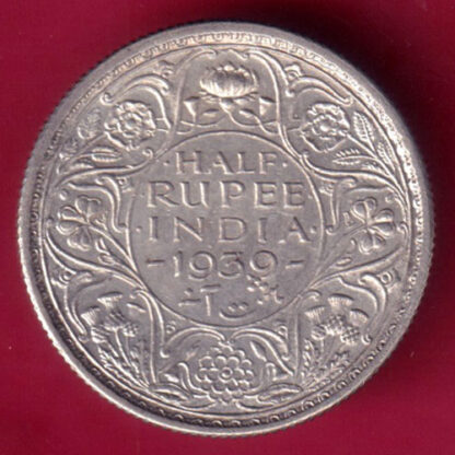 British India 1939 George Vi Half Rupee -FA9954