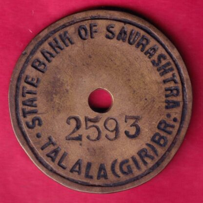BANK TOKEN - STATE BANK OF SAURASHTRA TALALA [GIRI] BR. 2593  :- FA9637