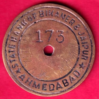 BANK TOKEN - STATE BANK OF BIKANER AND JAIPUR AHMEDABAD 173 :- FA9698