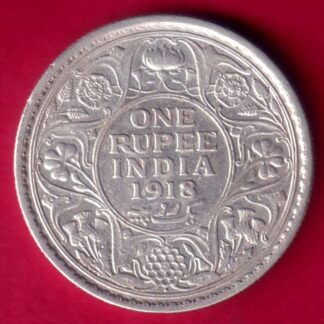 British India 1918 Bombay Mint George v One Rupee - FB281
