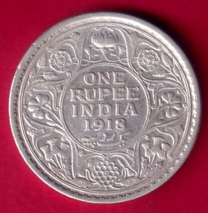 British India 1918 Bombay Mint George v One Rupee - FB281