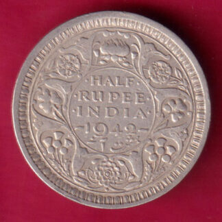 British India 1942 Bombay Mint George Vi Half Rupee  -FB48