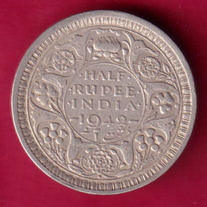 British India 1942 Bombay Mint George Vi Half Rupee  -FB48