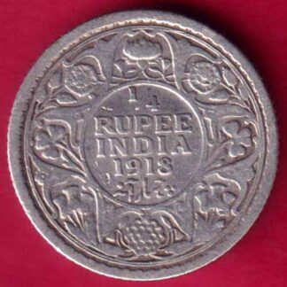 British India 1918 George V King Emperor 1/4 Rupee - FB176
