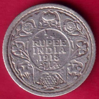 British India 1918 George V King Emperor 1/4 Rupee - FB176