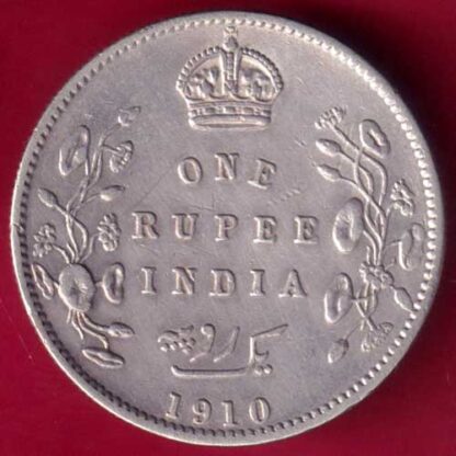 BRITISH INDIA 1910 EDWARD VII KING EMPEROR ONE RUPEE -  FB682
