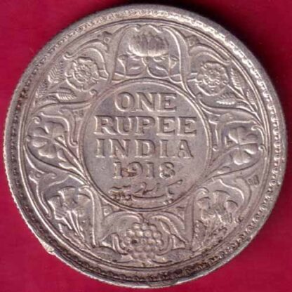 British India 1918 Bombay Mint George v One Rupee-  FB825 - Image 2