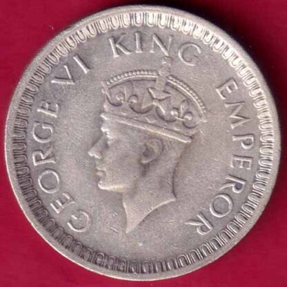 British India 1942 George VI Bombay Mint One Rupee Silver Coin-  FB828 - Image 2