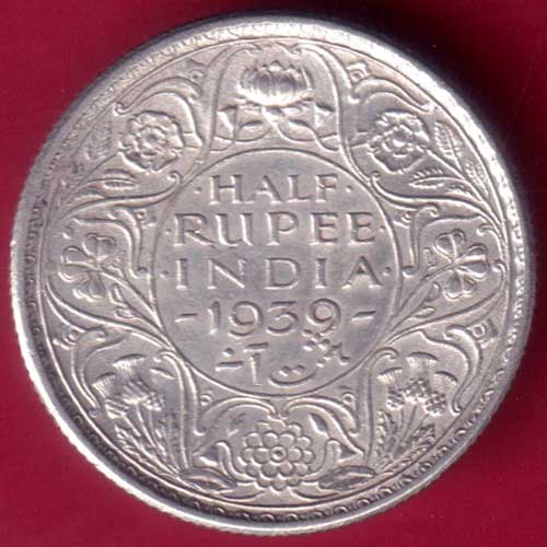 British India 1939 George vi King Emperor Half Rupee - FB598