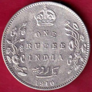 BRITISH INDIA 1910 EDWARD VII KING EMPEROR ONE RUPEE-  FB1030