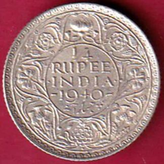 BRITISH INDIA 1940 BOMBAY MINT GEORGE VI 1/4 RUPEE SILVER COIN -  FB1031