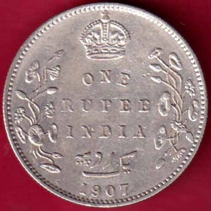 BRITISH INDIA 1907 EDWARD VII ONE RUPEE BEAUTIFUL SILVER COIN -  FB1048