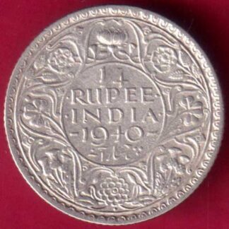BRITISH INDIA 1940 GEORGE VI 1/4 RUPEE BEAUTIFUL SILVER COIN  -  FB758