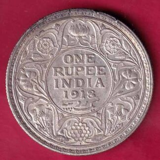british india king george v 1918 silver rupee -  FB1544