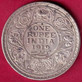 british india 1919 king george v one rupee silver coin -  FB1545
