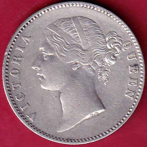 East India Company 1840 Divided Legend Victoria Queen One Rupee Silver coin - FB1200