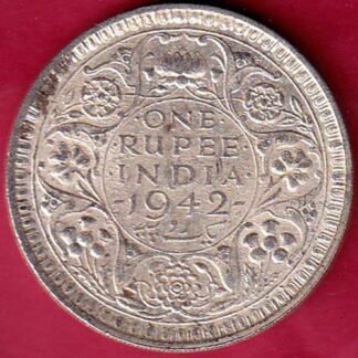 British India 1942 George VI Bombay Mint One Rupee Silver Coin- FB1223