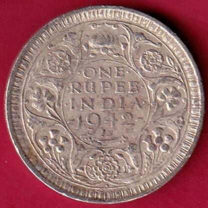 British India 1942 George VI Bombay Mint One Rupee Silver Coin-  FB1231