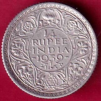 British India 1939 George vi 1/4 rupee silver coin-  FB1508