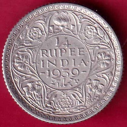 British India 1939 George vi 1/4 rupee silver coin-  FB1508