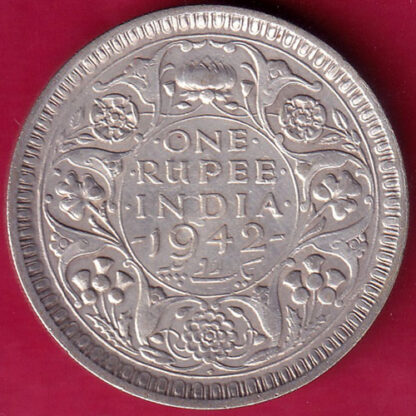 British India 1942 George VI Bombay Mint One Rupee Silver Coin -  FB1262