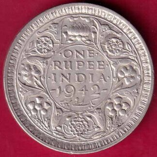 British India 1942 George VI Bombay Mint One Rupee Silver Coin-  FB1688
