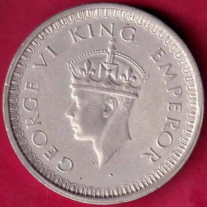 British India 1942 George VI Bombay Mint One Rupee Silver Coin-  FB1688 - Image 2