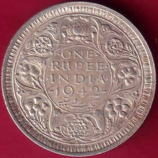British India 1942 George VI Bombay Mint One Rupee Silver Coin-  FB1740