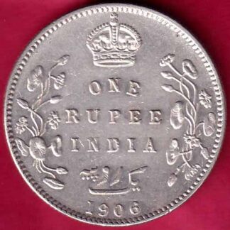 British India 1906 Edward VII One Rupee Silver Coin -  FB1770