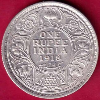 British India 1918 Bombay Mint George v One Rupee-  FB1795