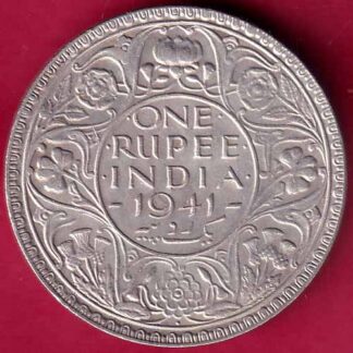 British India 1941 Bombay MInt George Vi One Rupee silver coin-  FB1801